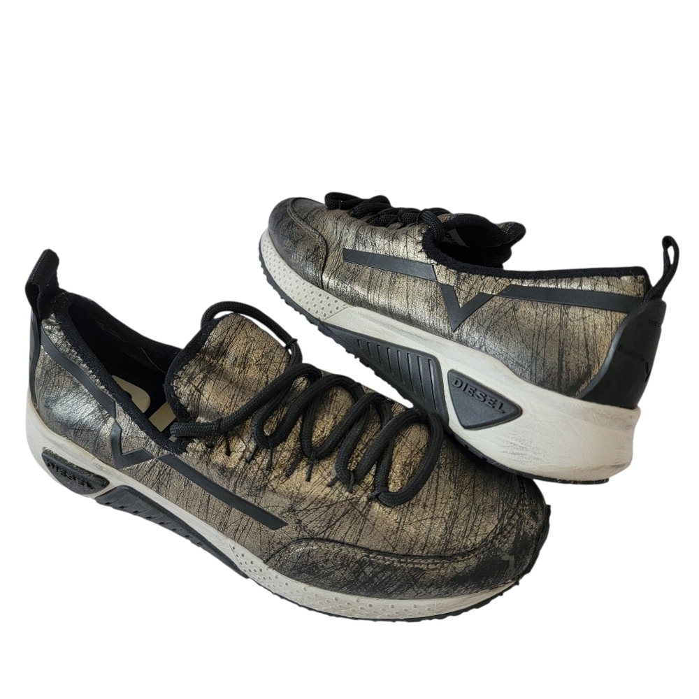 Diesel S - KBY Gold Campagne Leather Womens Sneakers Sz 6.5 Athleisure Old Money